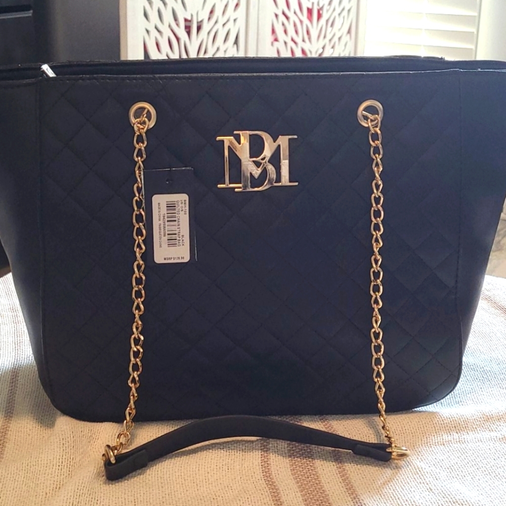 Black quilted Vegan Lthr Badgley Mischka Bag